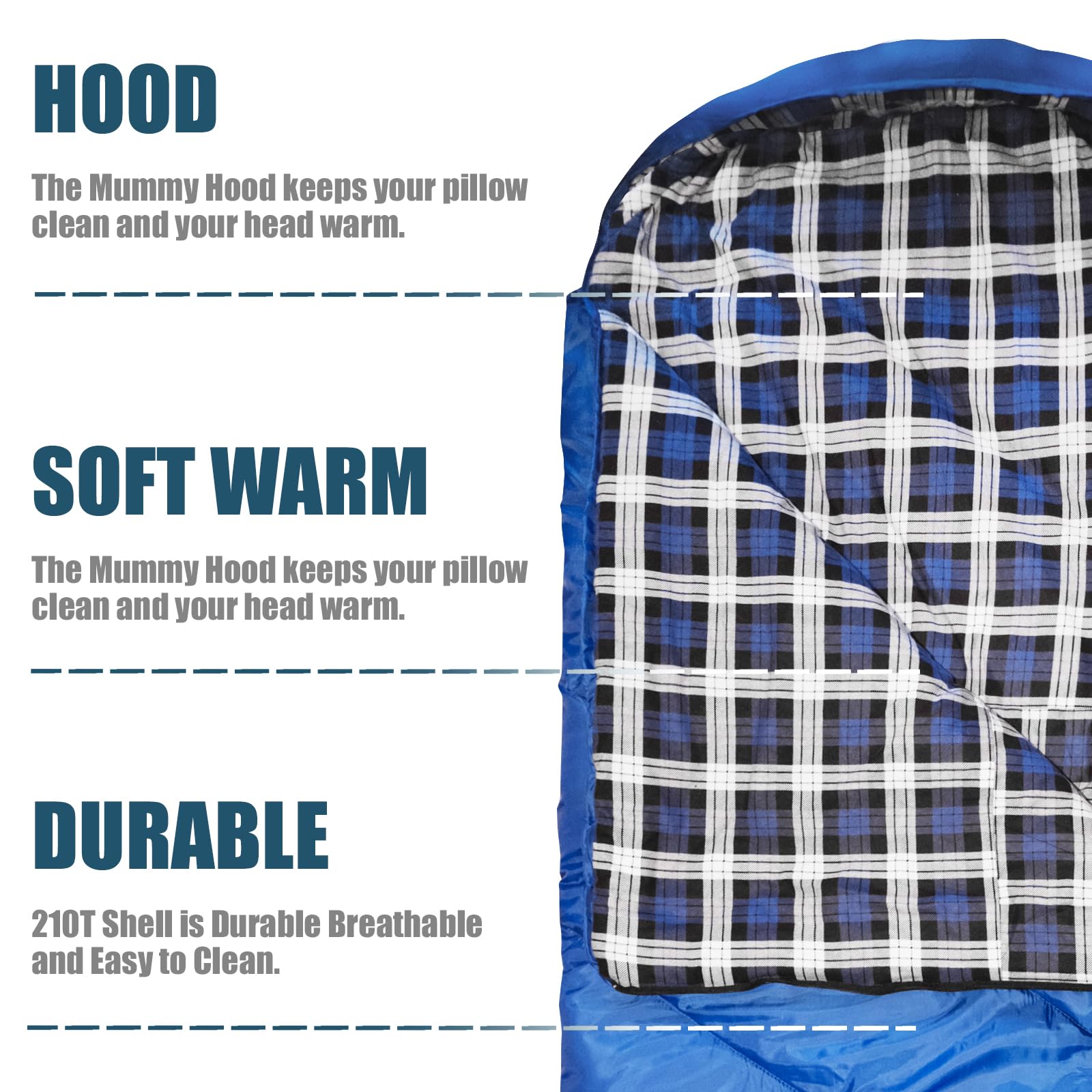 ShinHye half-circle mummy hood helps retain heat during cold nights.