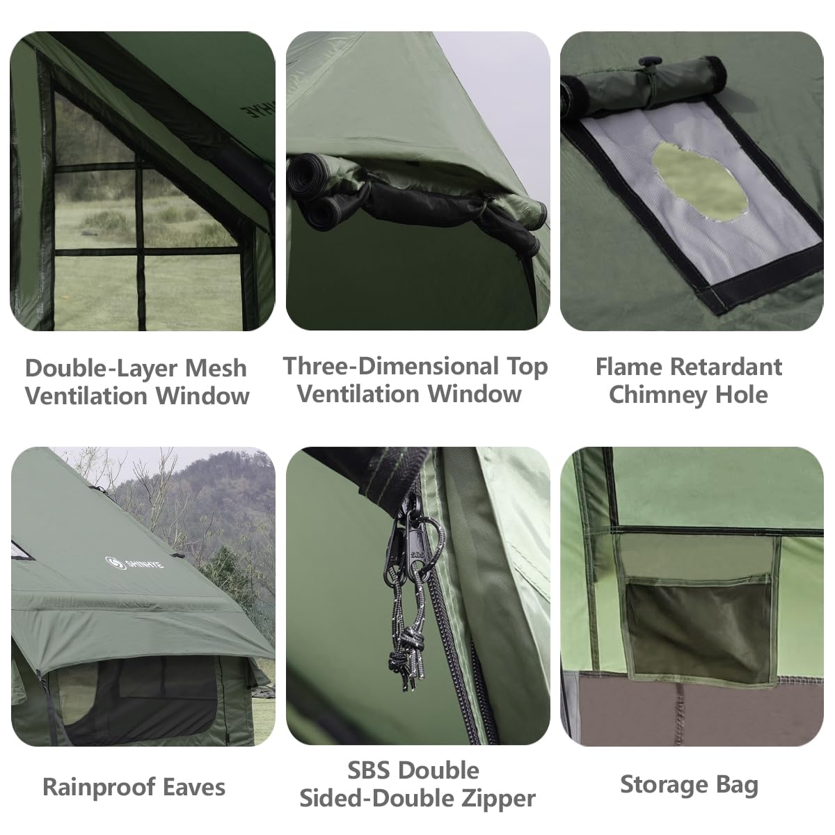 ShinHye inflatable tent large mesh windows enable airflow for comfortable lounging outdoors.