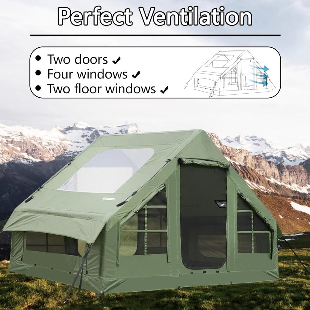 ShinHye inflatable tent PU5000mm waterproof rating supports outdoor weather resistance.