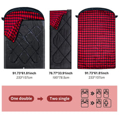 ShinHye queen-size 92x62 sleeping bag provides roomy two-person space