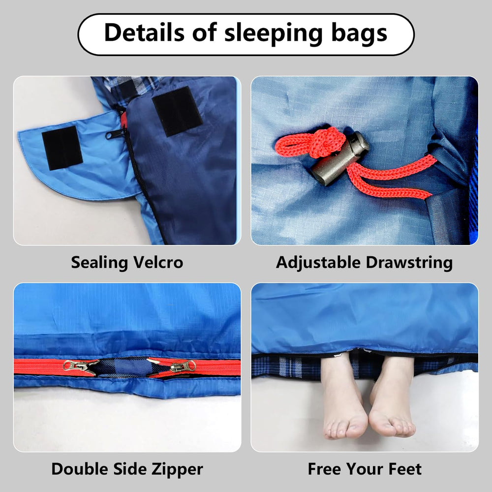 ShinHye queen-size sleeping bag packaging shows compact carry size 17x13 inches