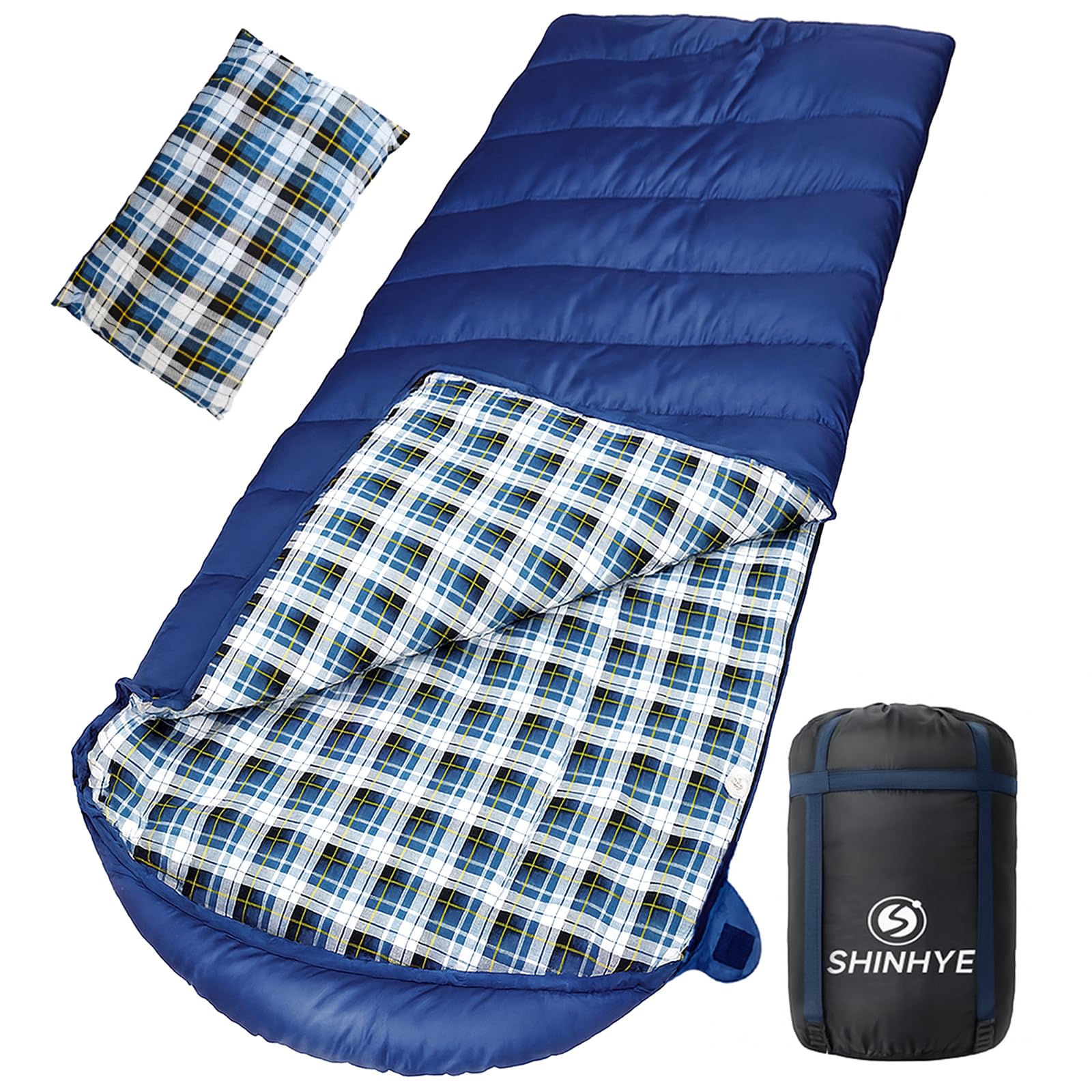 ShinHye sleeping bag front view in navy shows XXL size for big-and-tall camping.