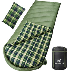 ShinHye sleeping bag green outer view showing roomy space for tall adults