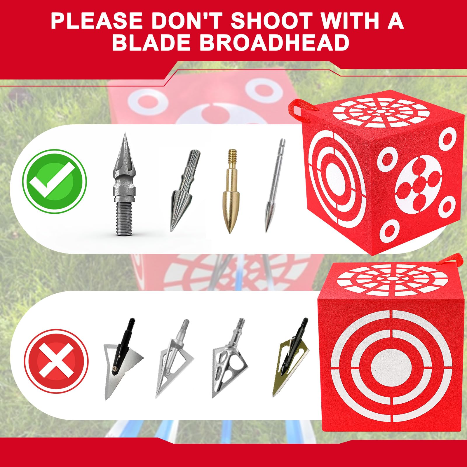 ShinyRelief red-and-white target with 21 bullseyes aids aiming accuracy cues.