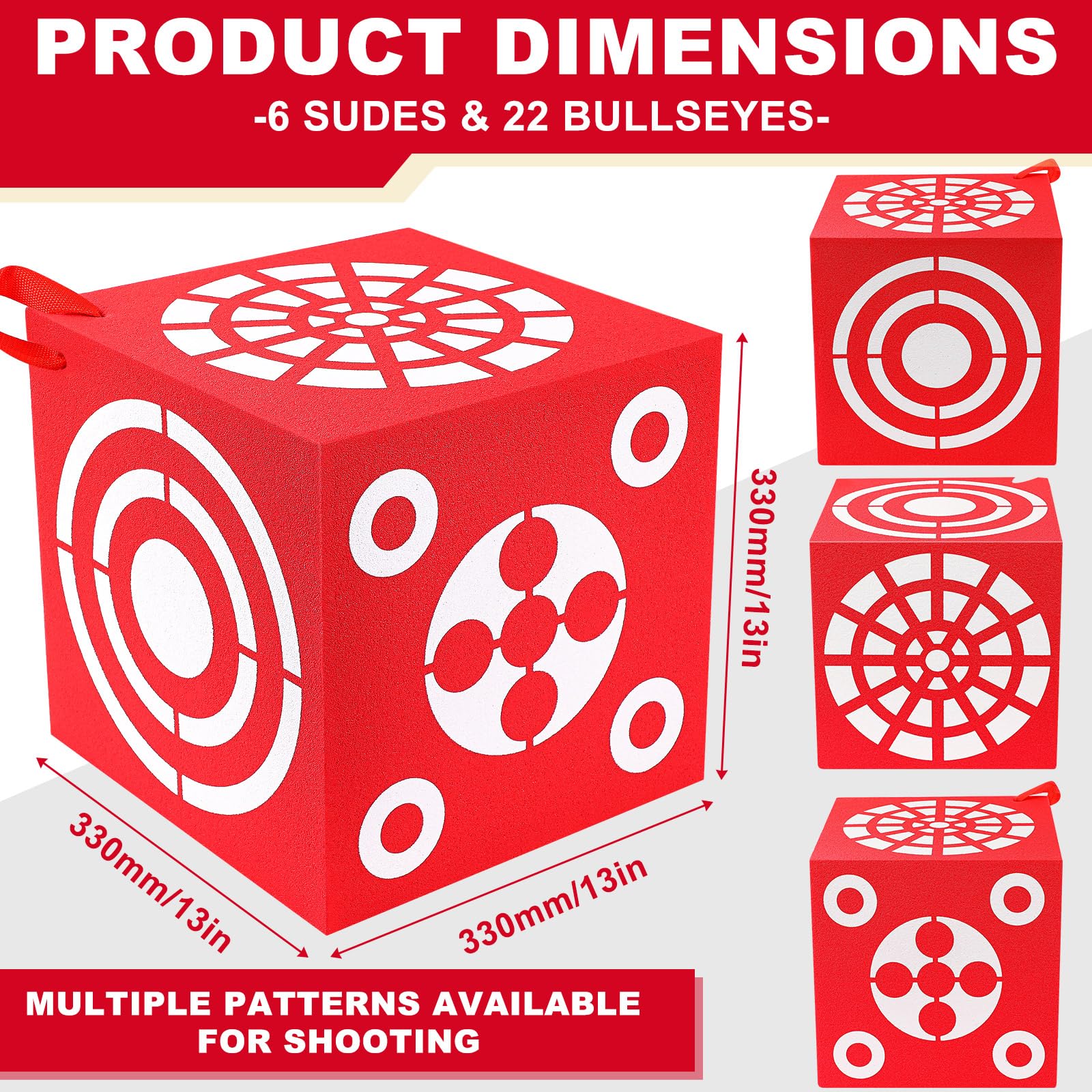 ShinyRelief cube target tilted side angle highlights six-sided design for versatile shooting.