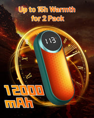 Shirble hand warmers LED display close-up illustrating remaining power and heat level.