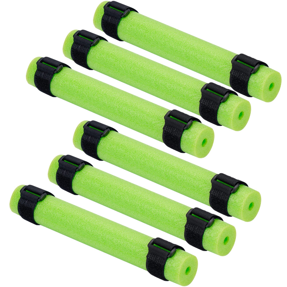 Shitailu 6Pcs green fishing rod floats with 12 black fastening straps