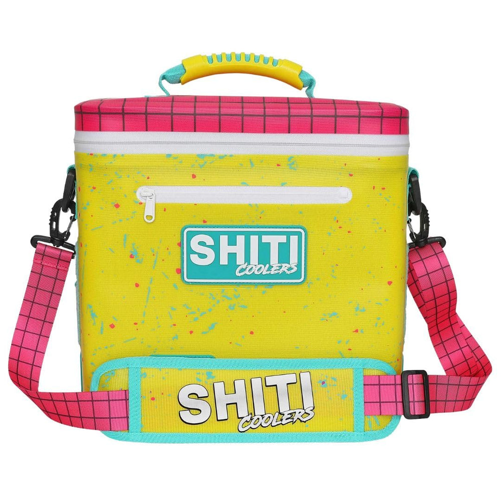 SHITI Cooler blue-ombre front view highlights portable cooling for camping adventures.