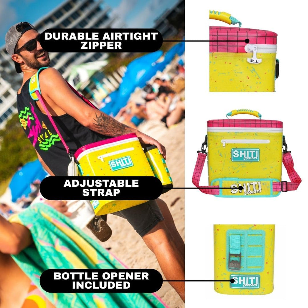 SHITI Cooler shoulder strap assembly enables easy carry on trips.