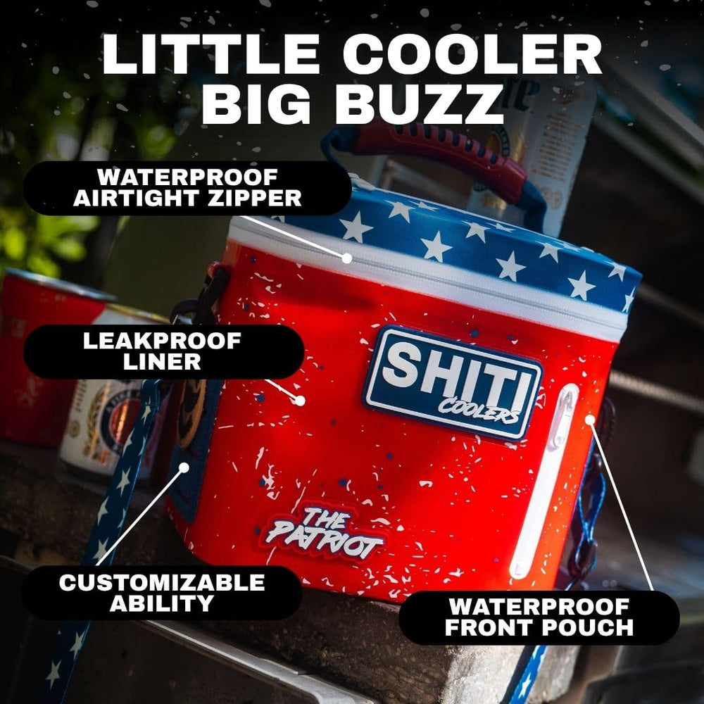 SHITI The Patriot waterproof zipper demonstrates leakproof protection on the go.