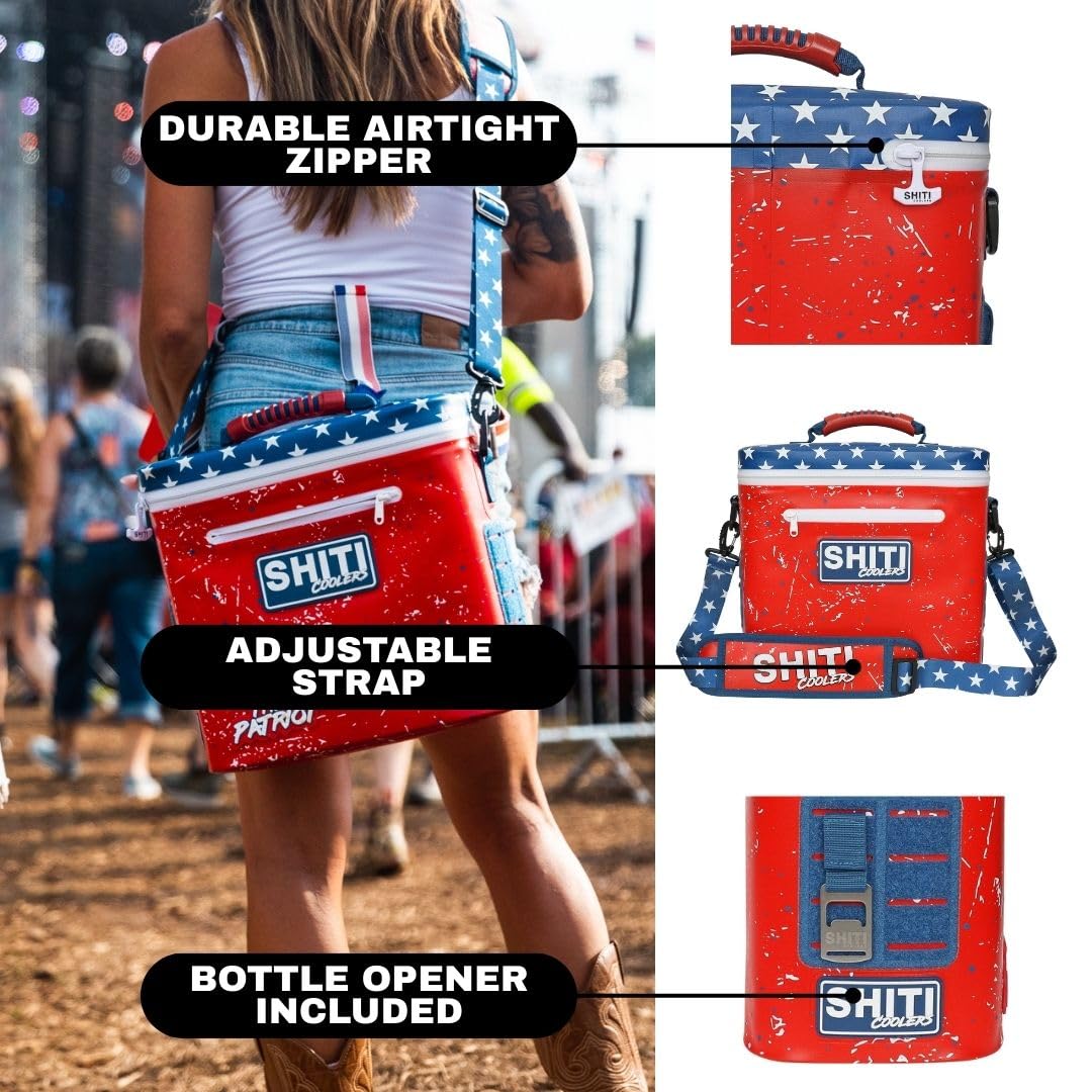 SHITI Patriot cooler blue green ombre illustrates stylish travel companion.