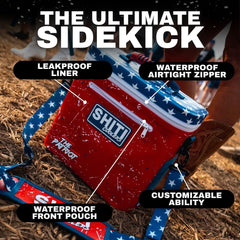 SHITI Patriot cooler MOLLE attachments show customizable style and extra storage.