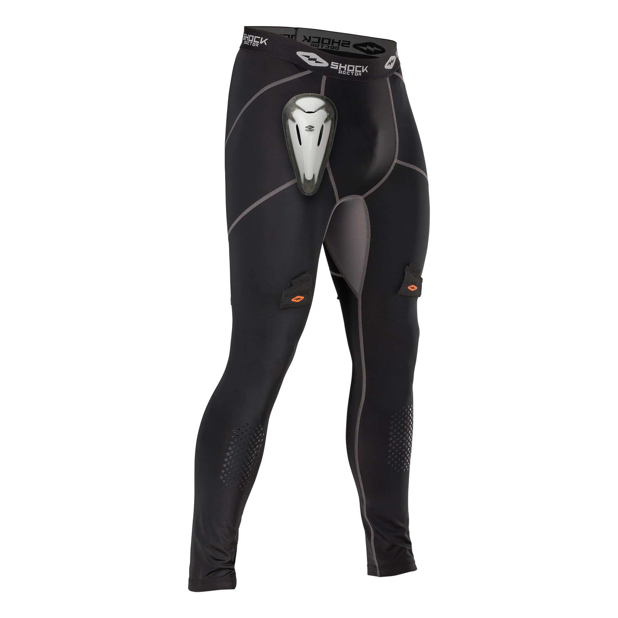 Shock Doctor compression hockey pant front view highlighting four-way stretch and moisture-wicking comfort