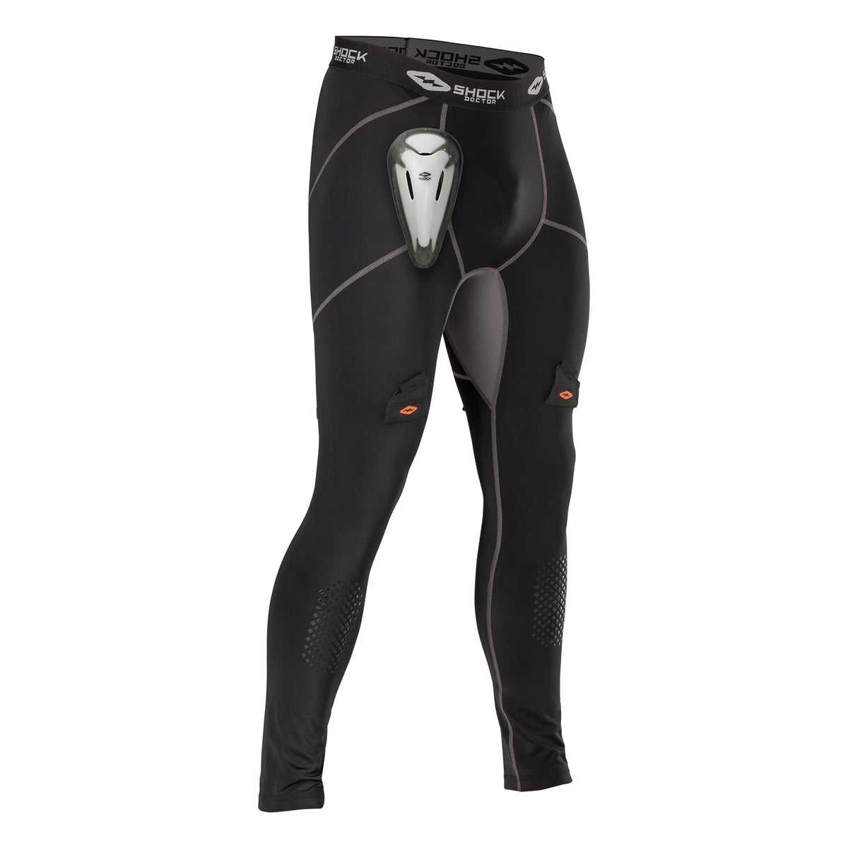 Shock Doctor compression hockey pant front view highlighting four-way stretch and moisture-wicking comfort