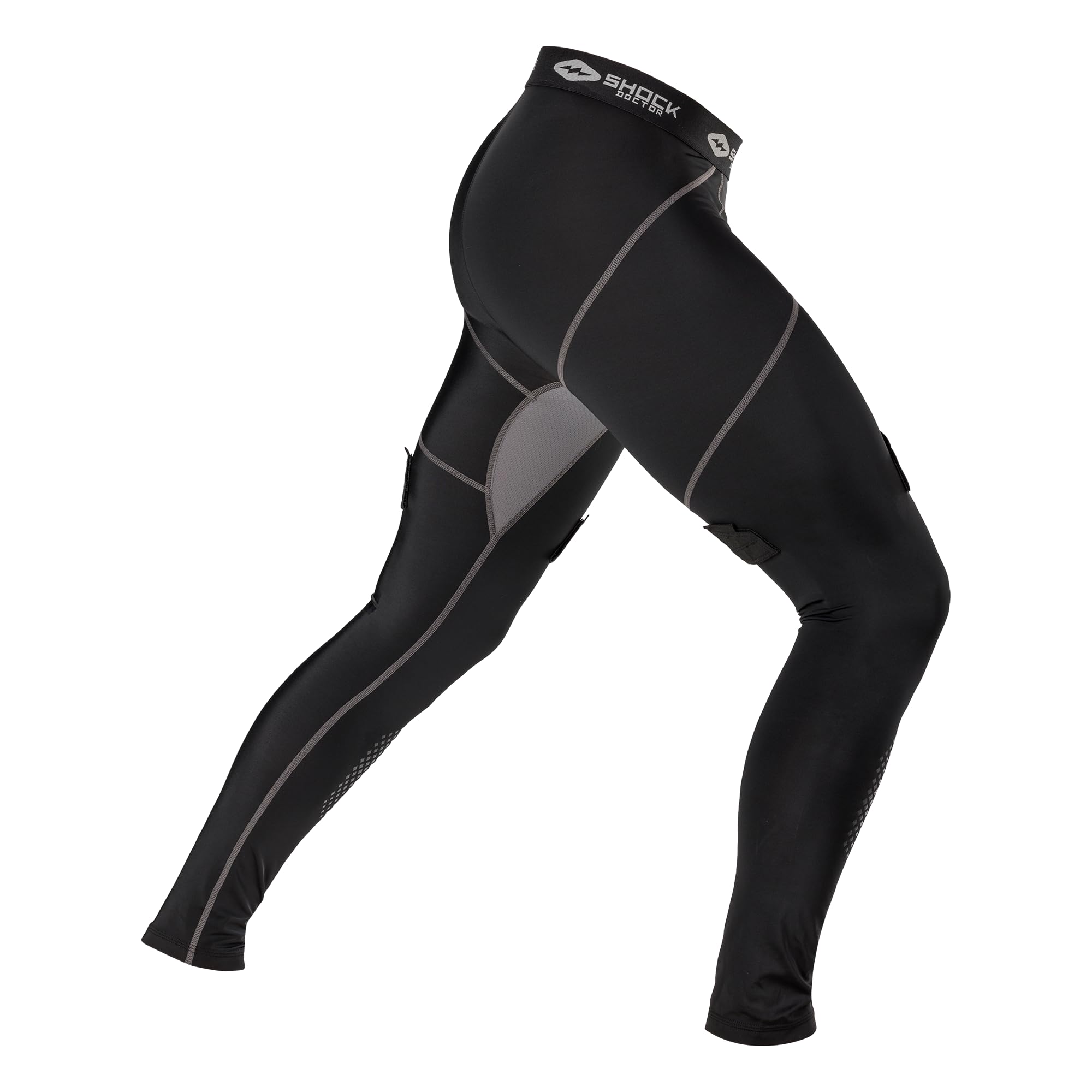 Shock Doctor silicone grip on lower leg reducing shin pad slippage for steadier protection
