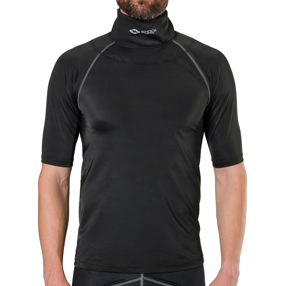 Side view highlights integrated neck guard for mobility without sacrificing protection.