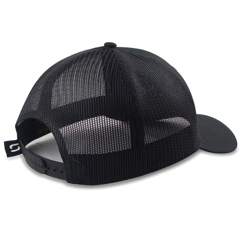 Back view showing mesh panels and adjustable snapback