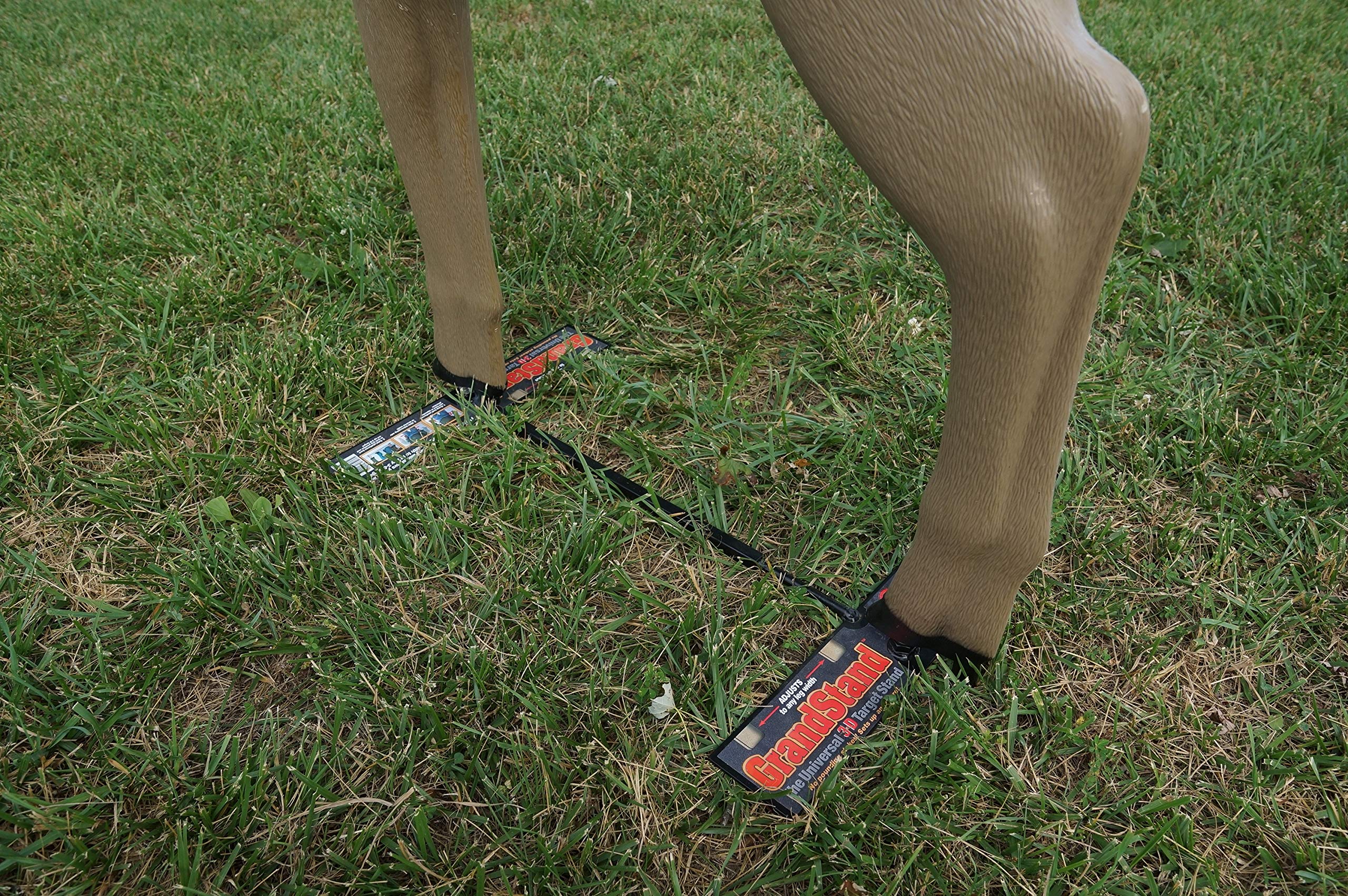 Shooter Grandstand base-legs on hard surface demonstrates portable setup without stakes.