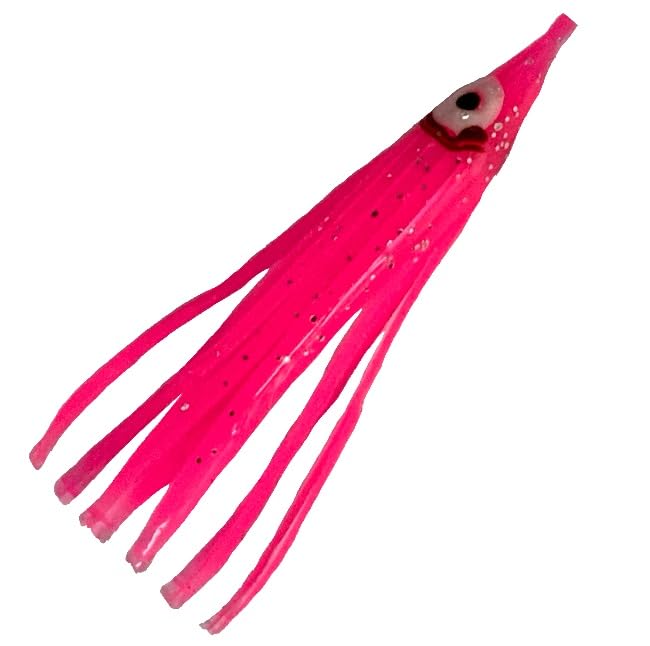 Shortbus Flashers soft plastic lure close-up in hot pink highlights durable action for trout.