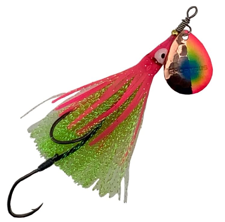 Shortbus Flashers squid skirt tinsel spinner UV, versatile lure for multi-species fishing on rivers and lakes
