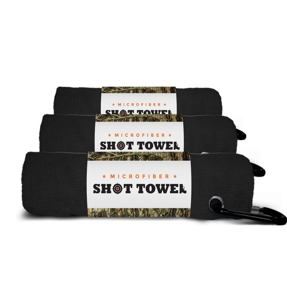 Shot Towel Midnight Black 3-Pack: compact, absorbent towels for fast on-the-go cleanup.