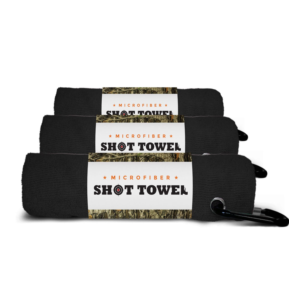 Shot Towel Midnight Black 3-Pack: compact, absorbent towels for fast on-the-go cleanup.