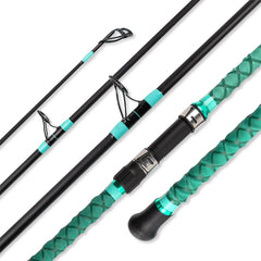SHOUDE Surf Rod 15ft 4-piece carbon fiber extended for long-distance casting and sensitivity.
