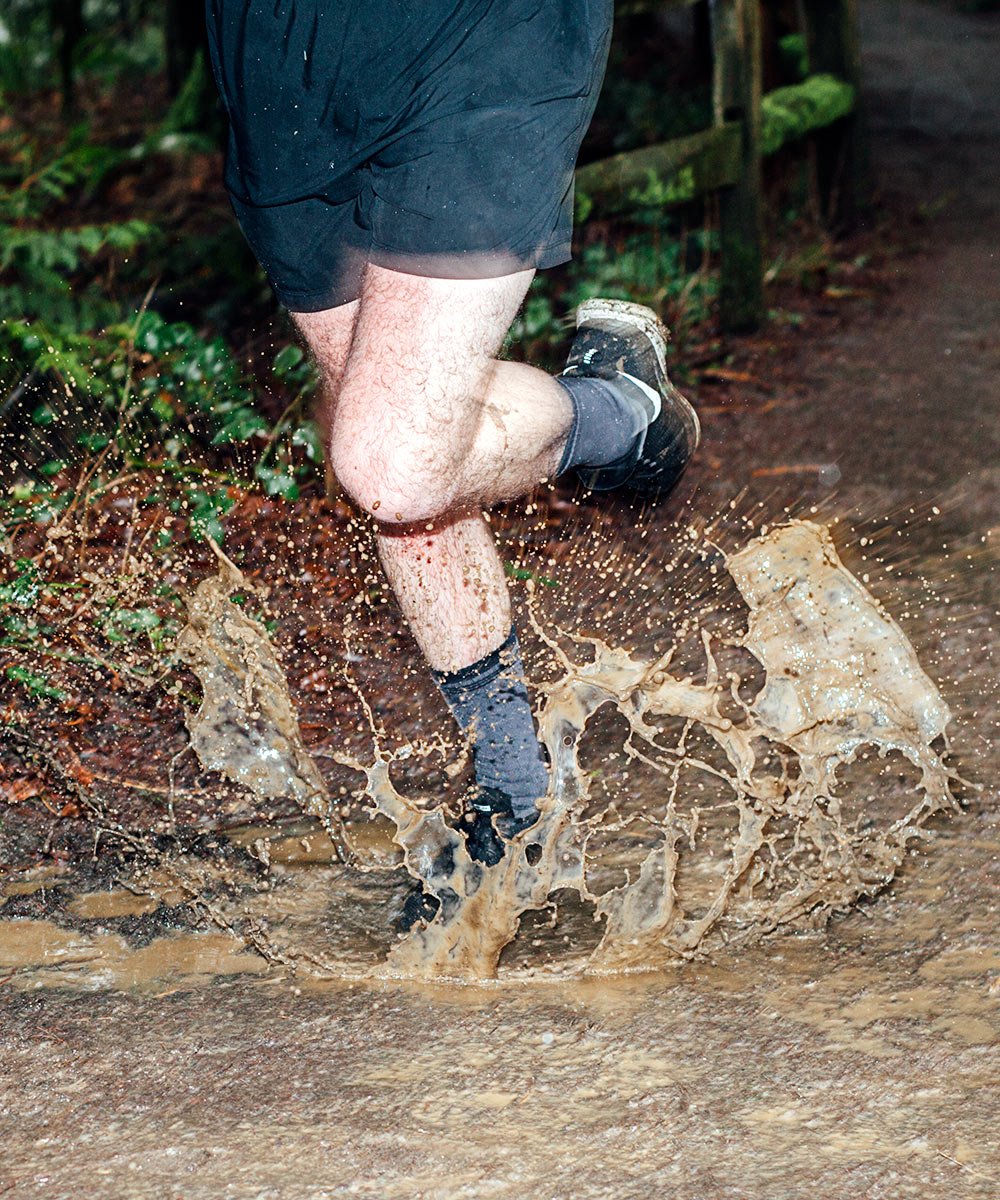 Showers Pass Crosspoint Wool Crew Socks reinforced heel detail for added wear resistance