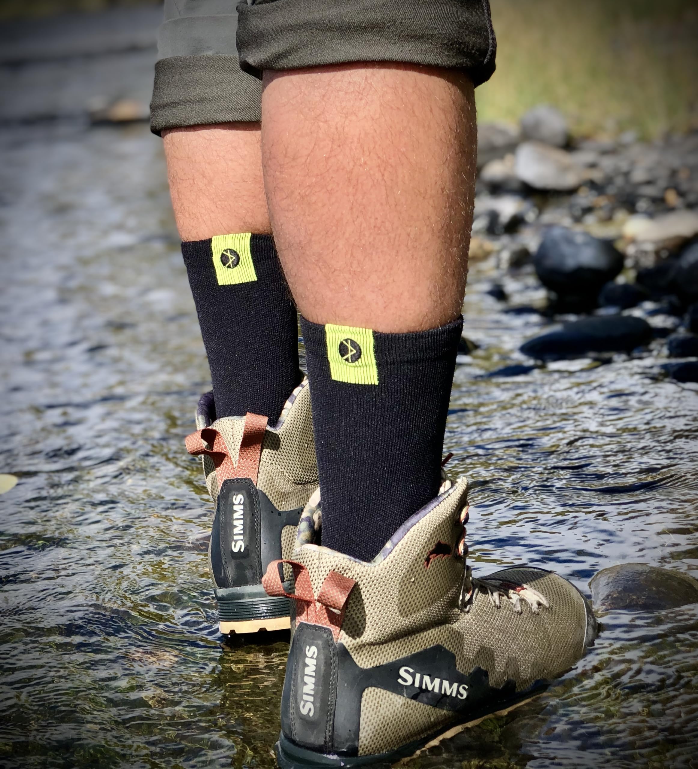 Showers Pass seamless crew waterproof socks stay secure during activity