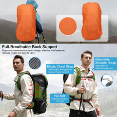 ShowyLive 70L ergonomic shoulder straps provide comfortable weight distribution.