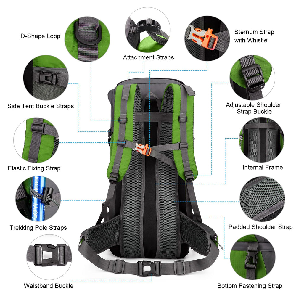 ShowyLive 70L exterior pockets support quick access and gear organization.