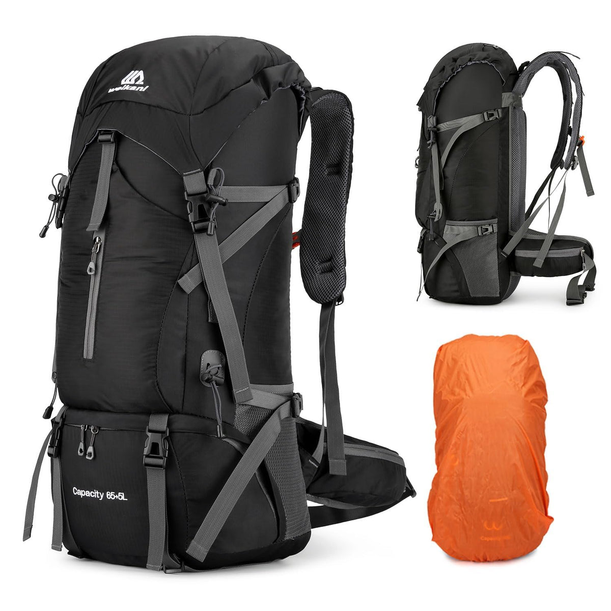 ShowyLive 70L backpack shows durable Oxford fabric for rugged hikes