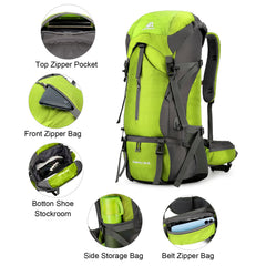 ShowyLive 70L hiking backpack ergonomic design supports comfortable long treks