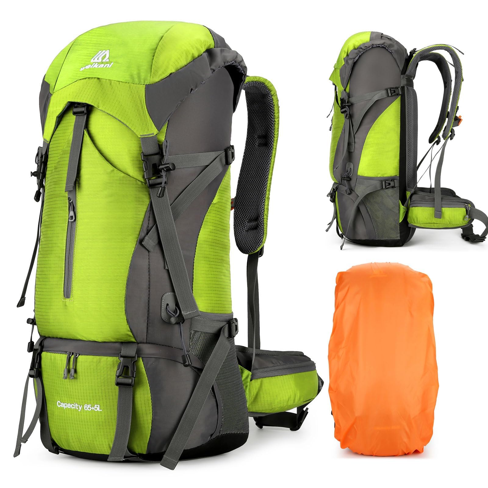 ShowyLive 70L hiking backpack main compartment organized for adventure travel