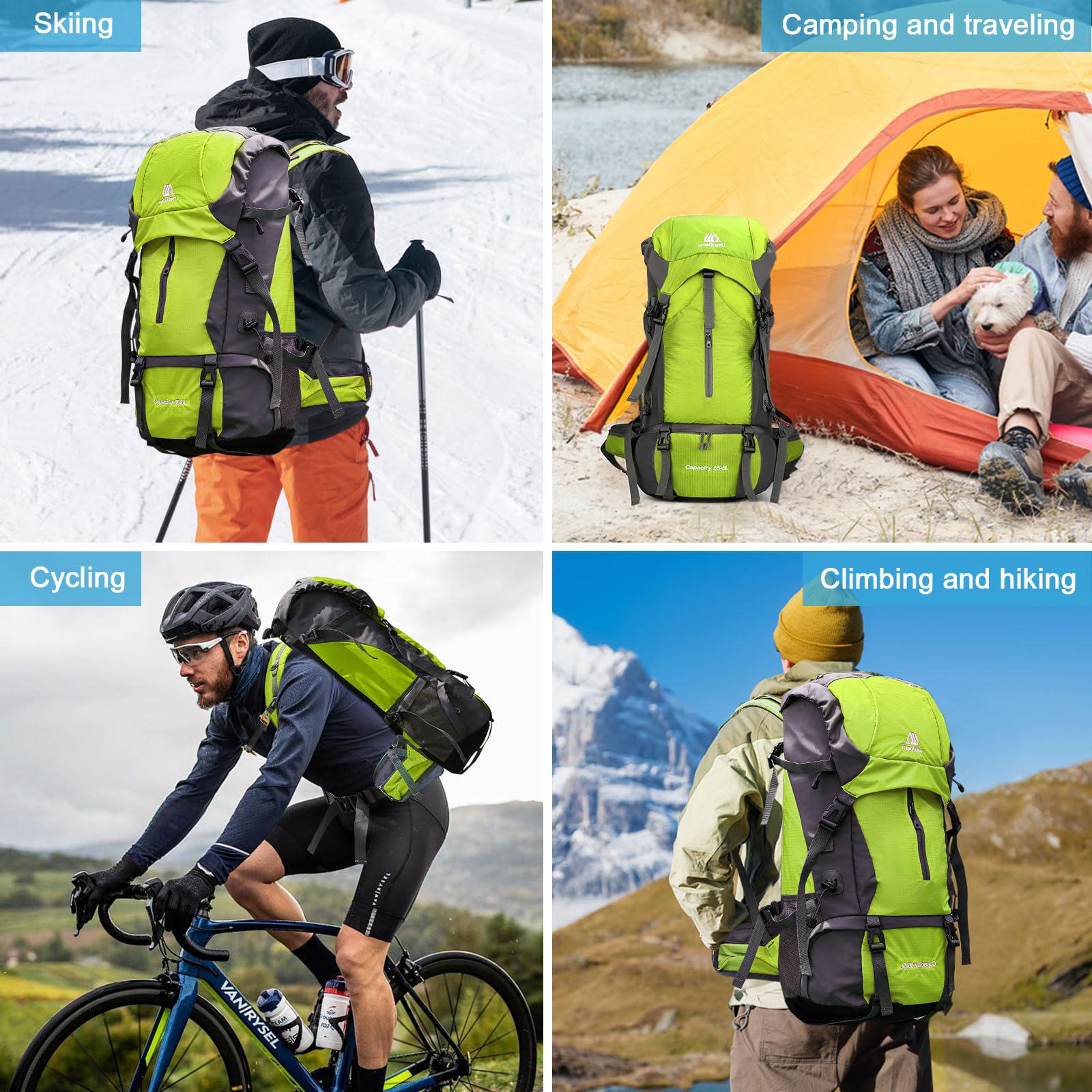 ShowyLive 70L hiking backpack side water bottle pocket for quick hydration