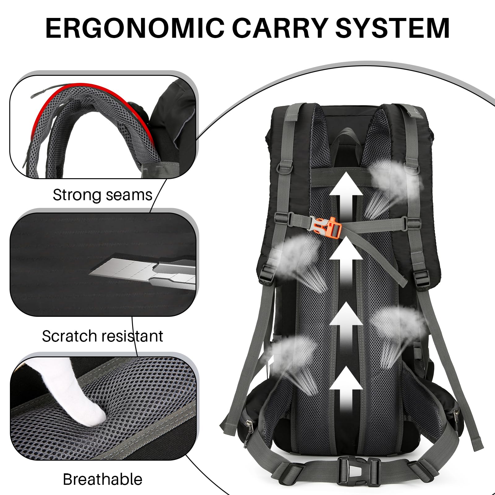 ShowyLive ergonomic backpack design with breathable mesh for comfort