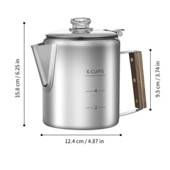 Shoxil coffee percolator durable all-metal construction ensures lasting camping companion.