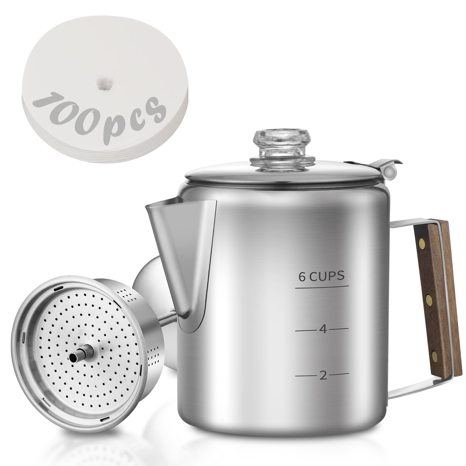 Shoxil coffee percolator on stovetop delivers bold flavor with all-metal construction.