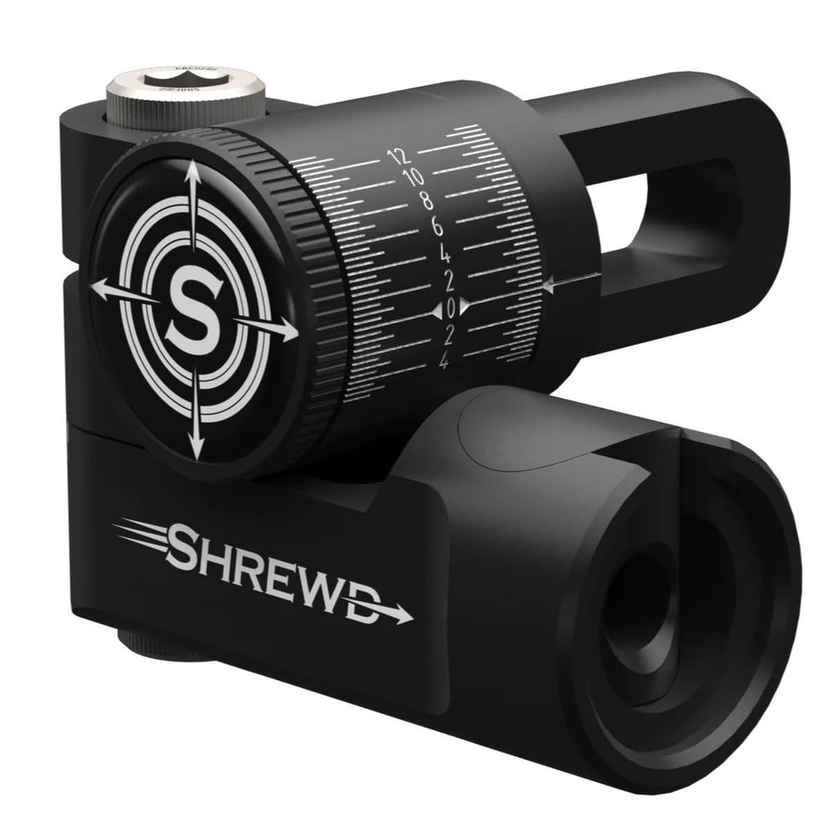 Shrewd Atlas V-Bar stabilizer front view for precise balance on archery setups.