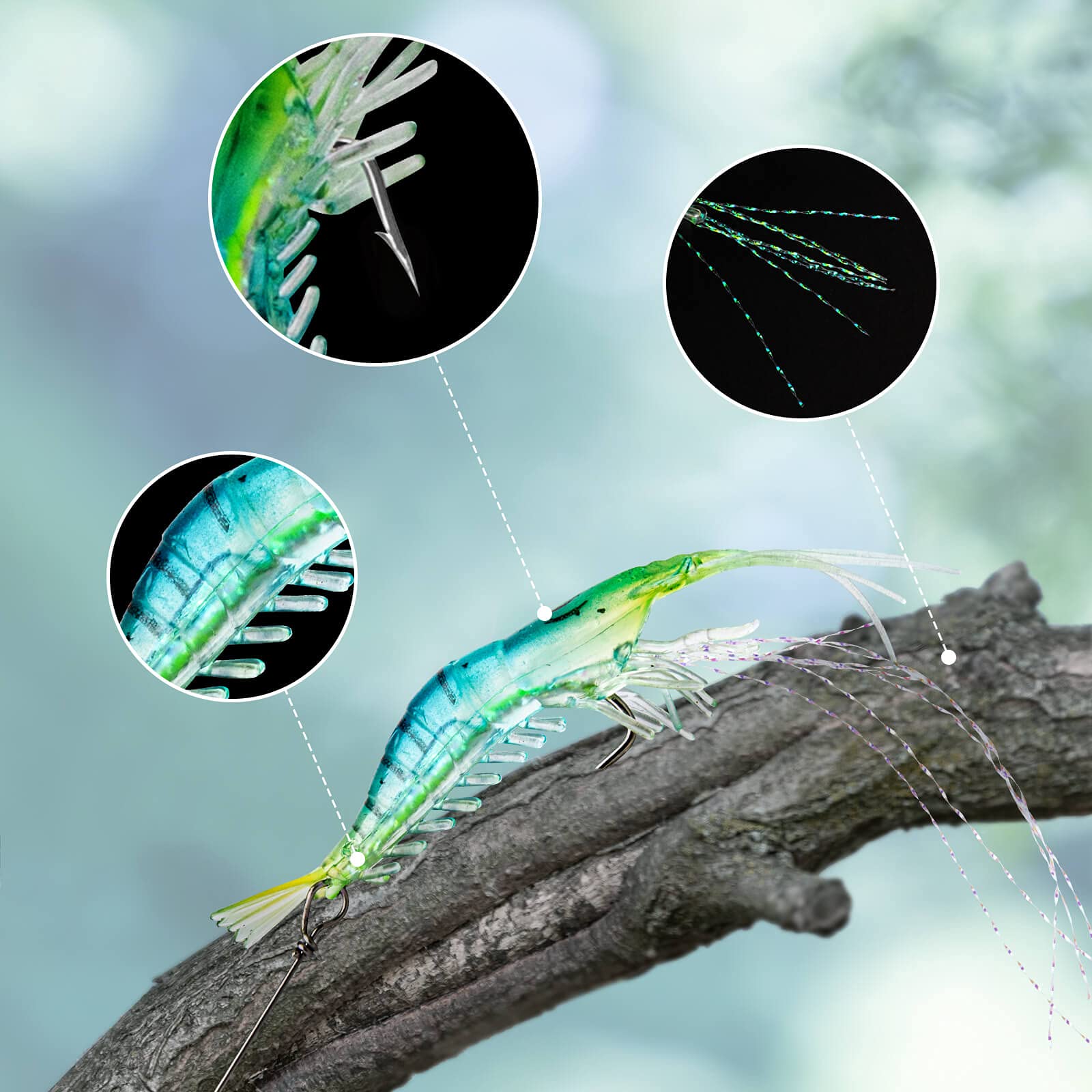 Packaging shows lures ready to use