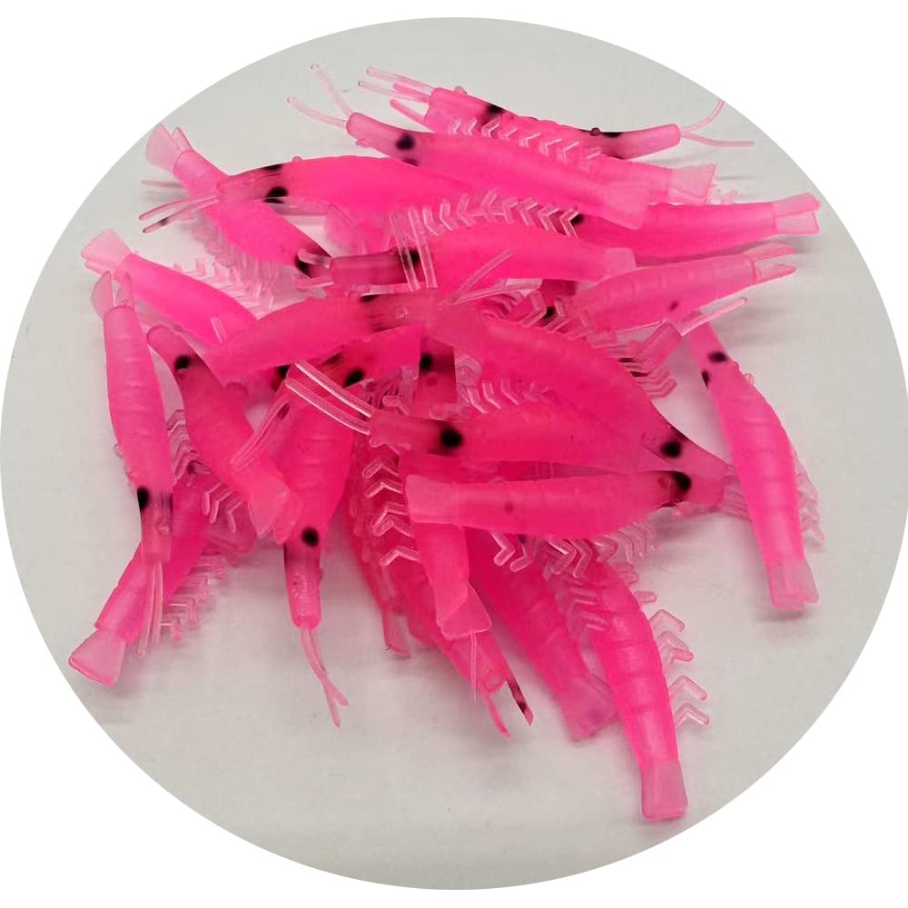Close-up of silicone shrimp lures showing color variety