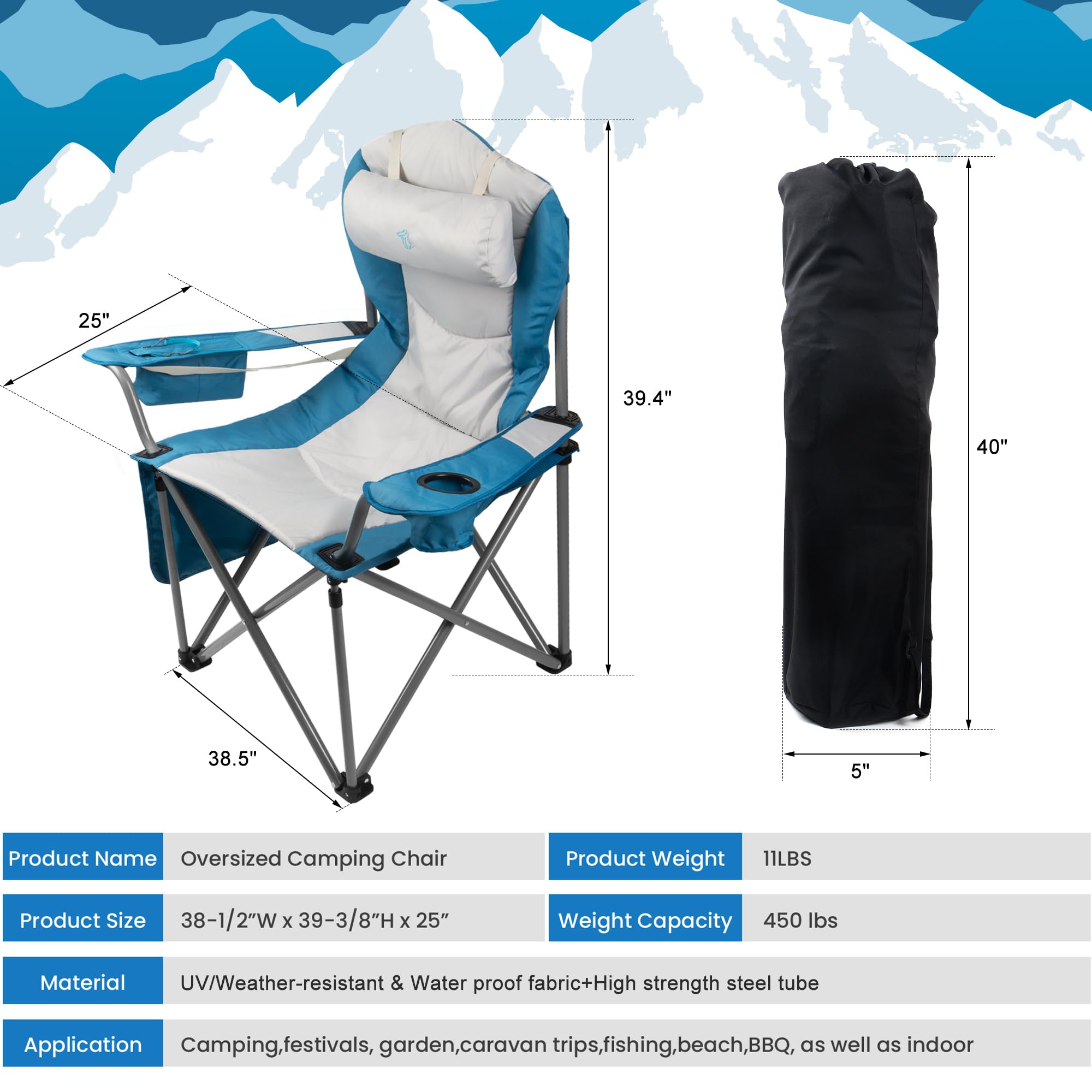SHSYCER sturdy steel frame showing 450 lb capacity for durable outdoor seating.