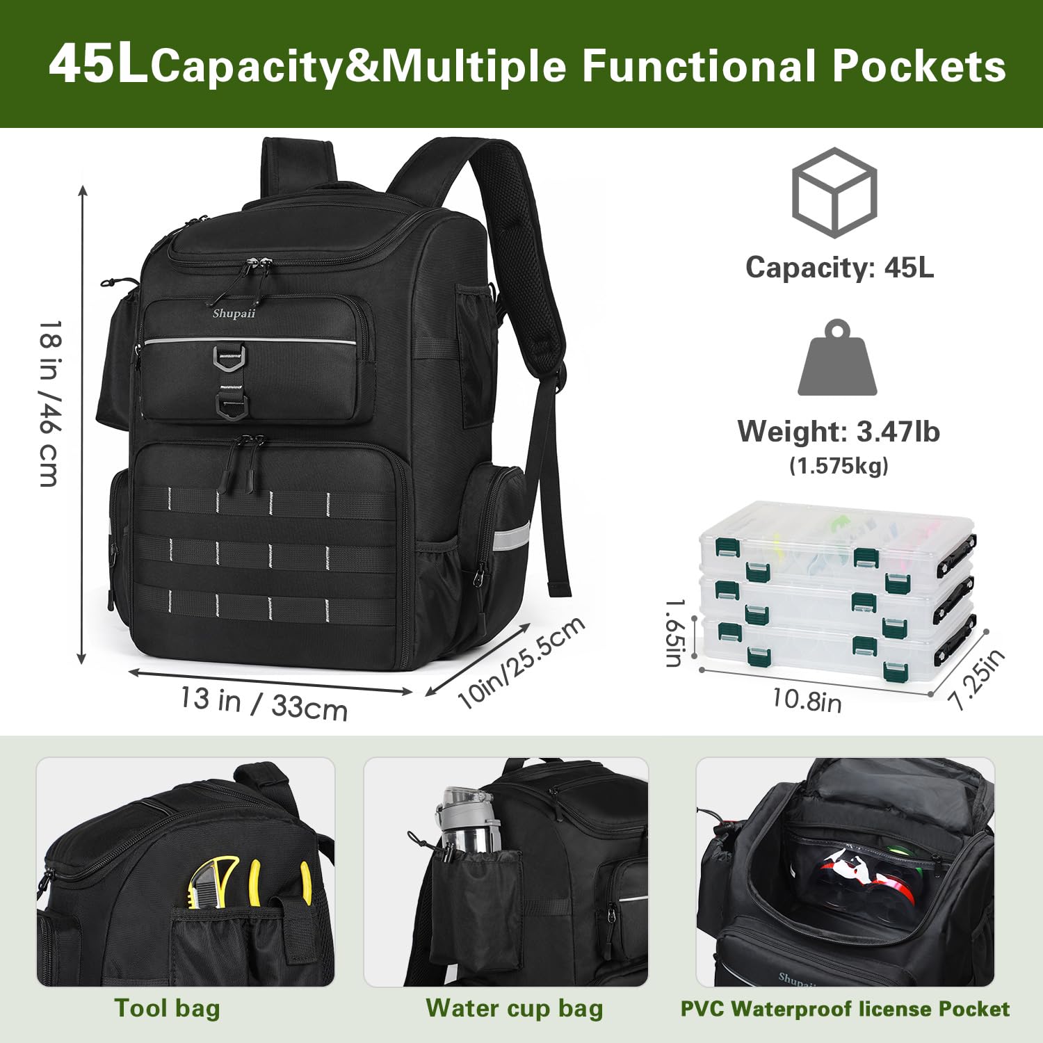 Opened main compartment with foldable padded divider