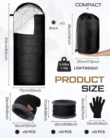 Shyyween bulk sleeping bags with 83x30 dimensions for comfortable layering and roomy space.