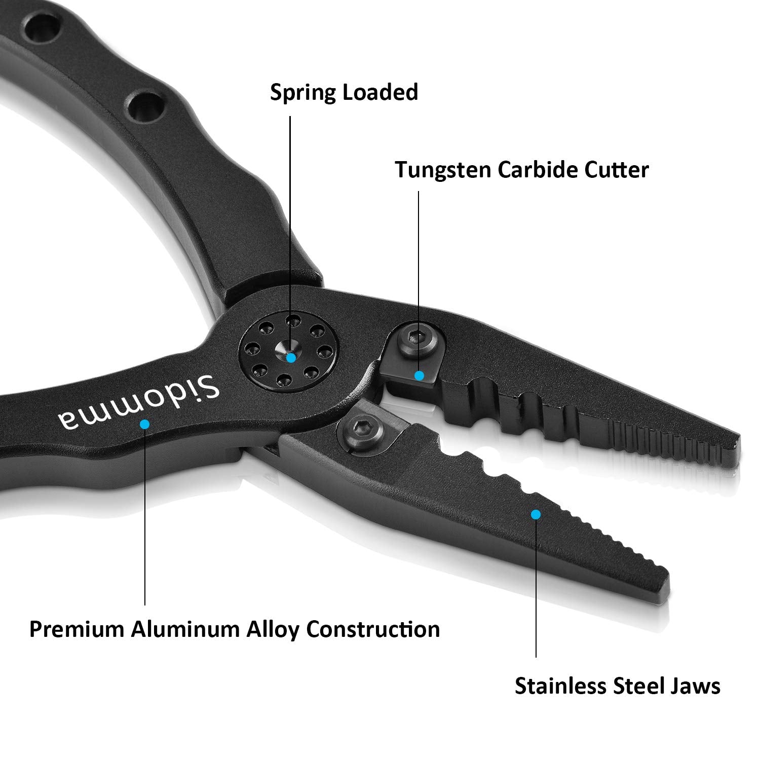 Complete Sidomma fishing pliers set with sheath, lip gripper and lanyard