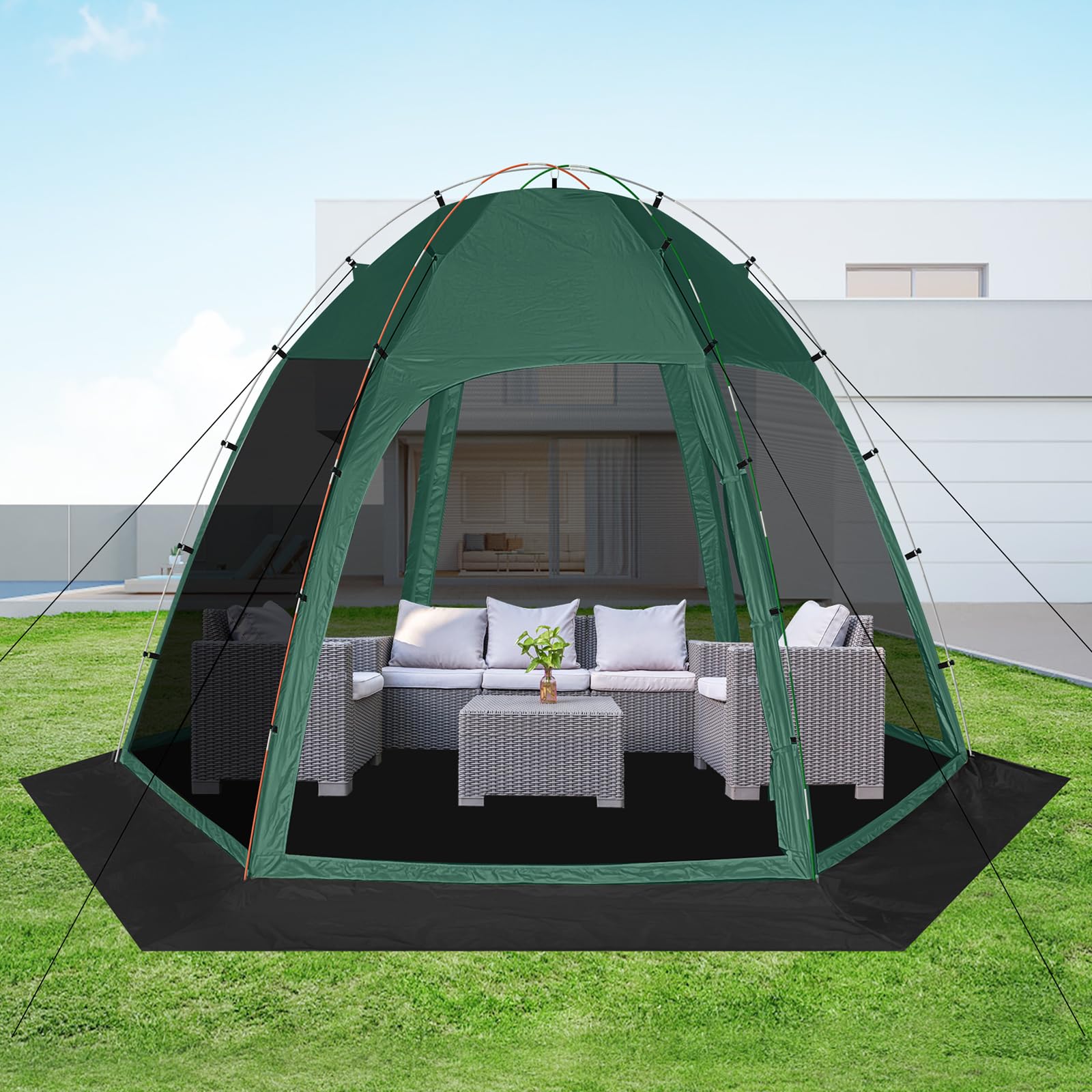 Siebwin 10x10 gazebo interior shows spacious room for 4-6 people.