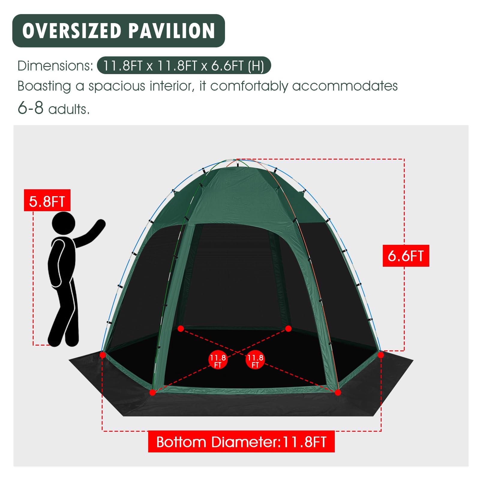 Siebwin gazebo interior 11-8ft demonstrates spacious outdoor seating.