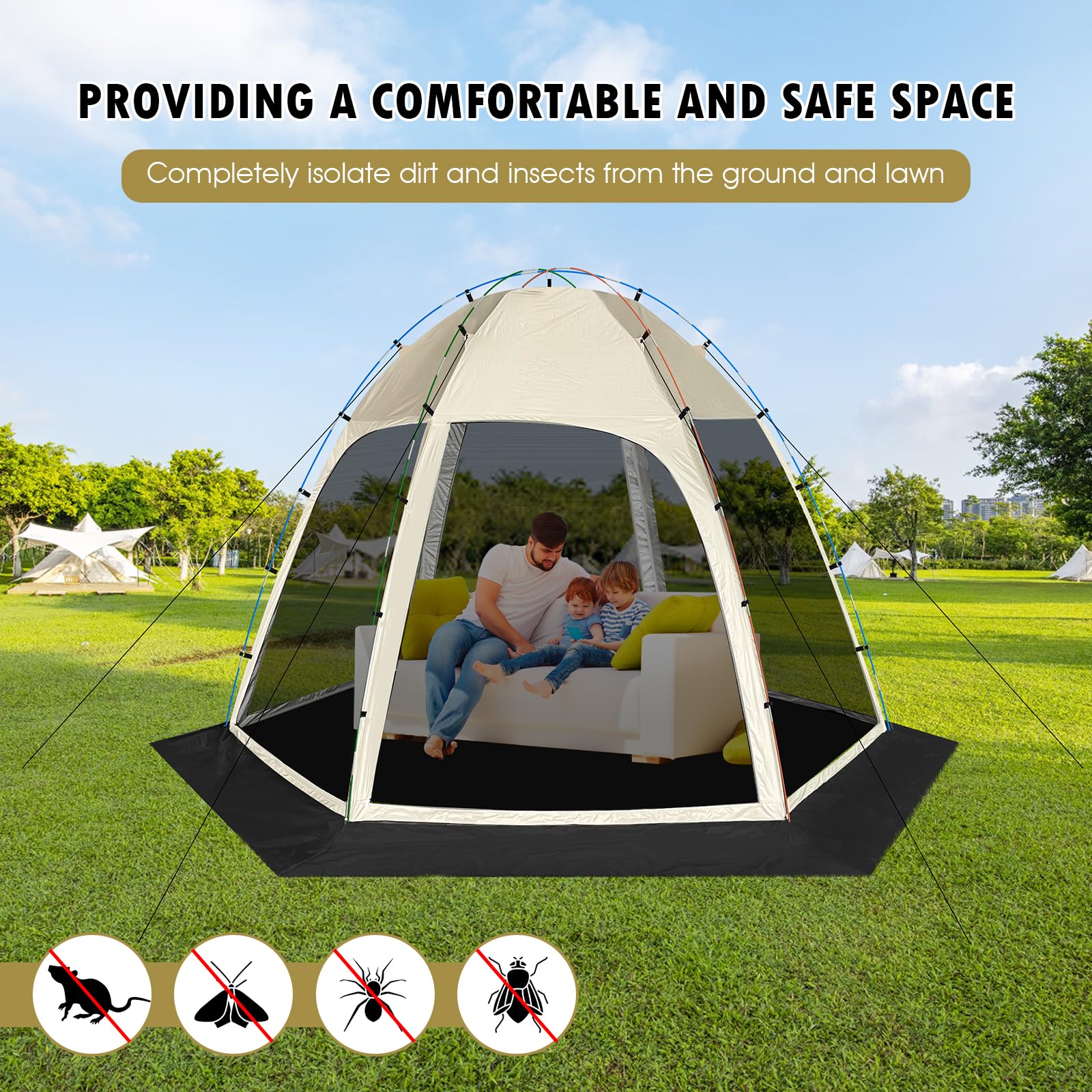 Siebwin backyard use scene shows shade and comfort for outdoor parties