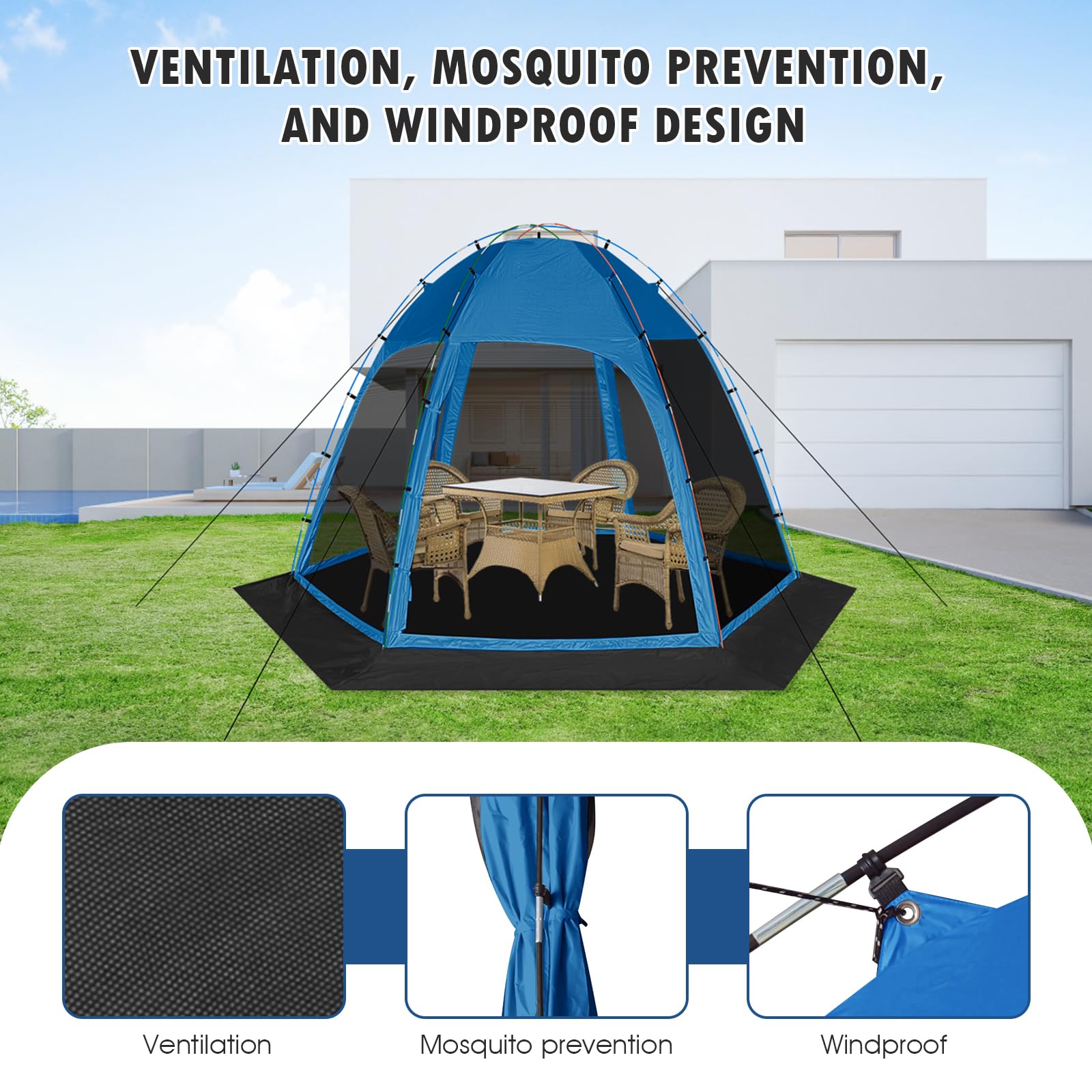 Siebwin screen tent removable ground cloth demonstrates complete floor protection
