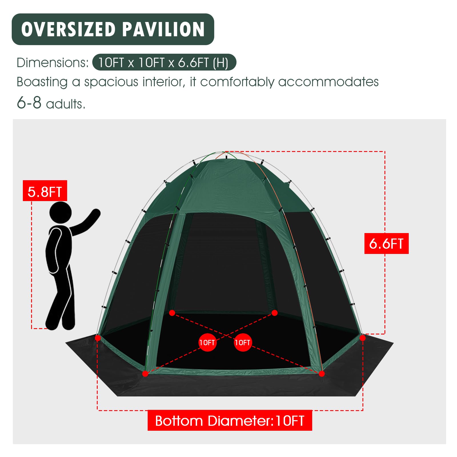 Siebwin upgraded mesh and Oxford fabric enhances durability and UV resistance.